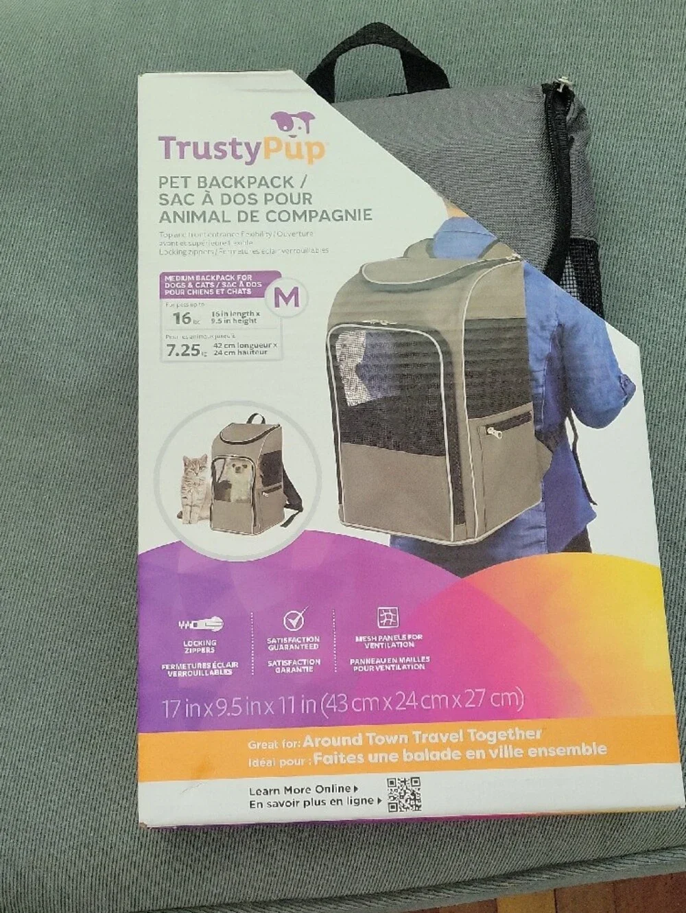 Rusty Taupe and Black Pet Backpack Carrier - Medium